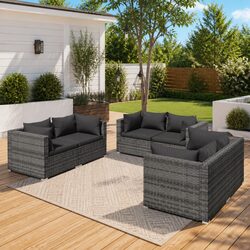 Concise 6-Piece Grey Outdoor Lounge Set for Relaxation