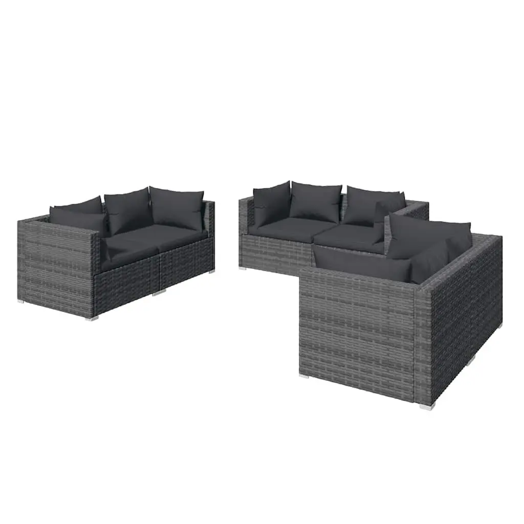 Garden Lounge Set 6 Piece Outdoor Patio Furniture Grey Modular Sofa with
