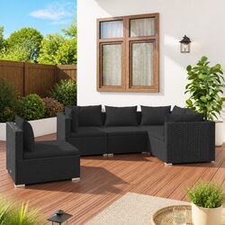 Compact 5-Piece Modular Black Lounge Set for Outdoors