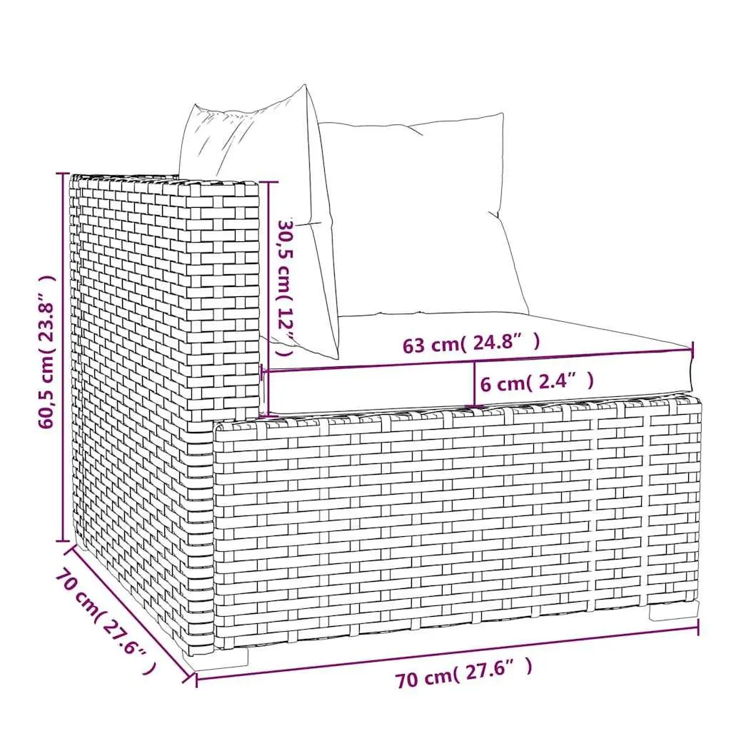 Garden Lounge Set 5 Piece Outdoor Patio Furniture Brown Rattan Sofa with