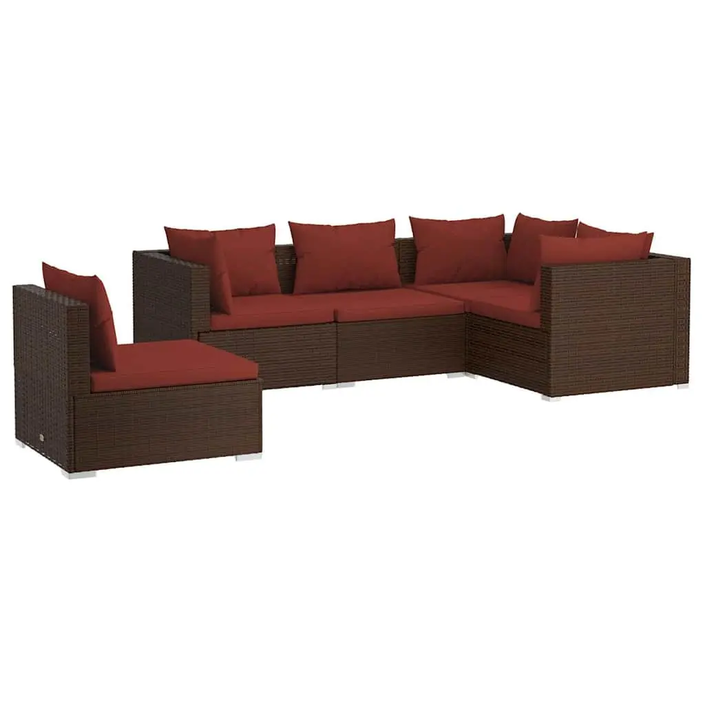 5 Piece Modular Garden Lounge Set with Cushions