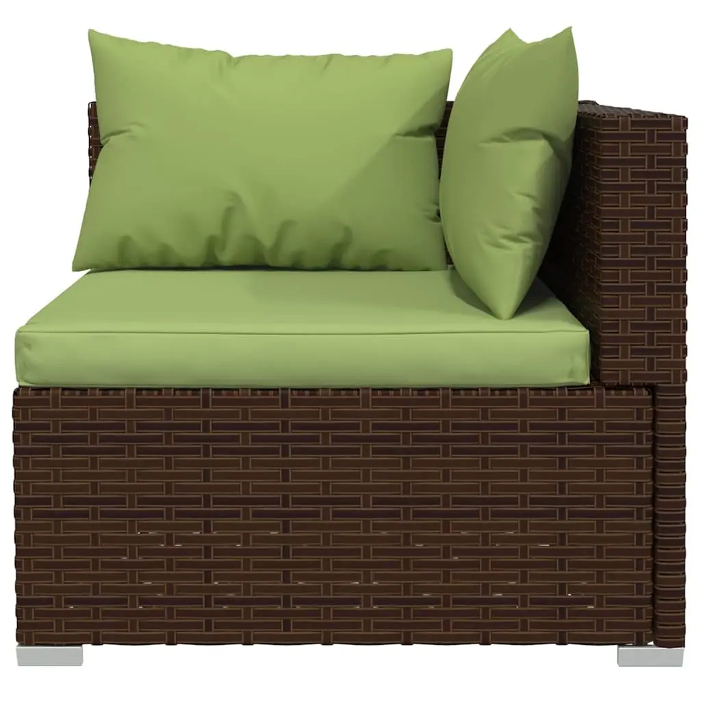 Garden Lounge Set 5 Piece Outdoor Furniture Poly Rattan Brown Patio Sofa with