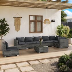 8 Piece Grey Modular Lounge Set for Outdoor Comfort
