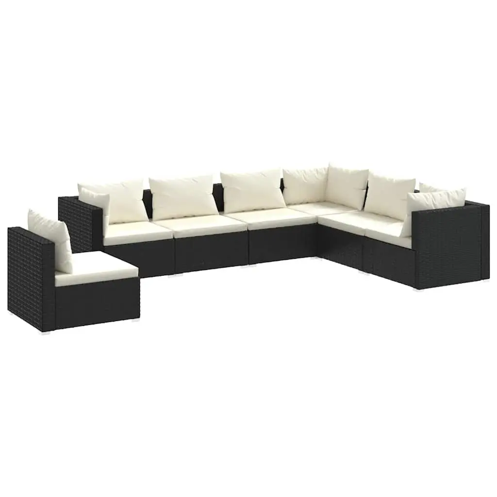 Garden Lounge Set 7 Piece Outdoor Patio Furniture PE Rattan Black Modular Sofa