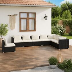 Garden Lounge Set 8 Piece Outdoor Patio Furniture Modular PE Rattan Black