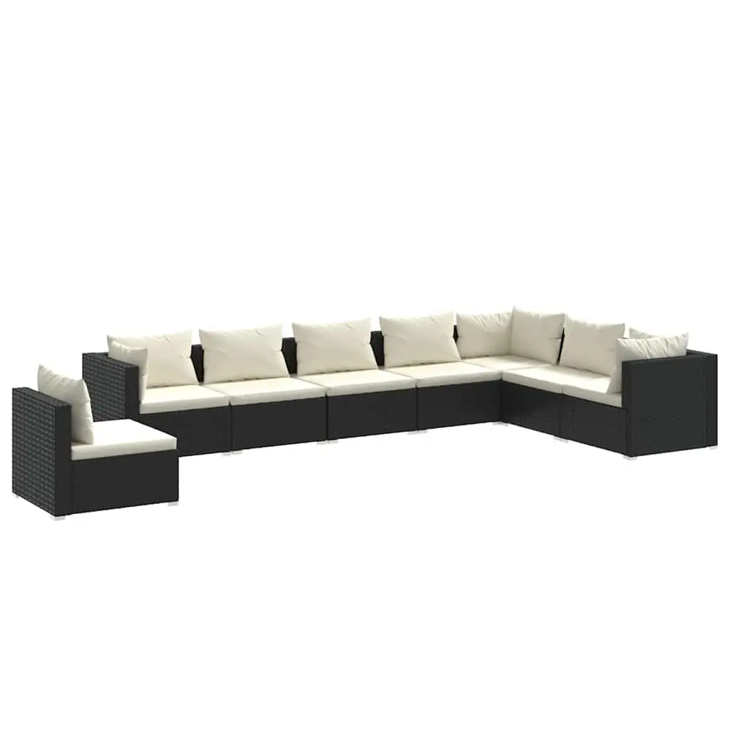 Garden Lounge Set 8 Piece Outdoor Patio Furniture Modular PE Rattan Black