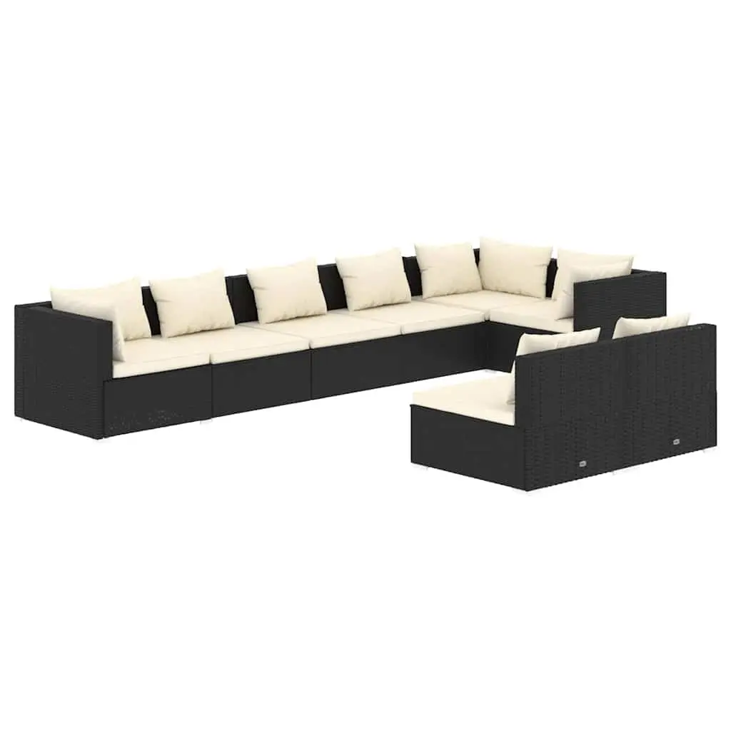 Garden Lounge Set 8 Piece Outdoor Furniture Poly Rattan Modular Patio Sofa Black