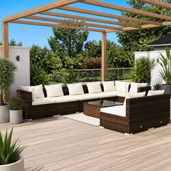 9 Piece Poly Rattan Garden Lounge Set Outdoor Patio Furniture with Cushions