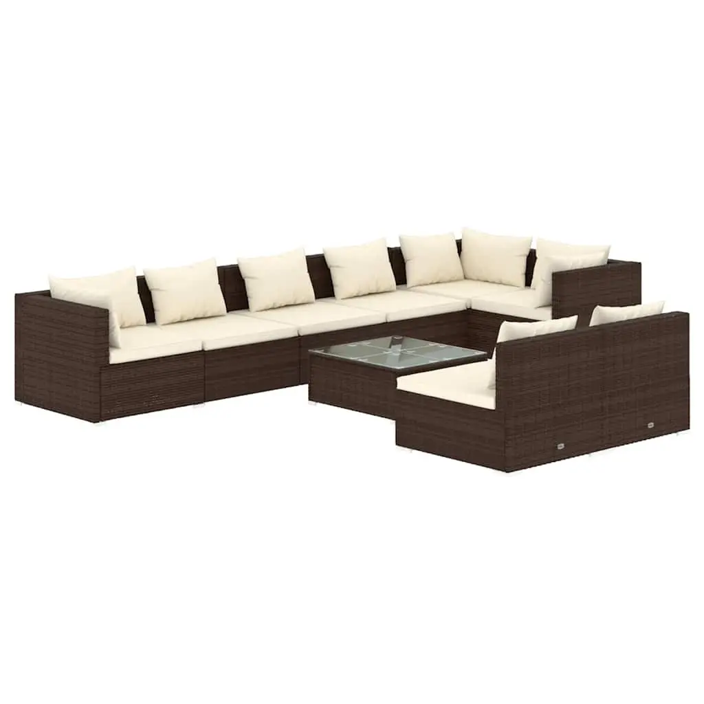 9 Piece Poly Rattan Garden Lounge Set Outdoor Patio Furniture with Cushions