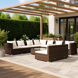 Concise 10 Piece Outdoor Lounge Set with Cushions