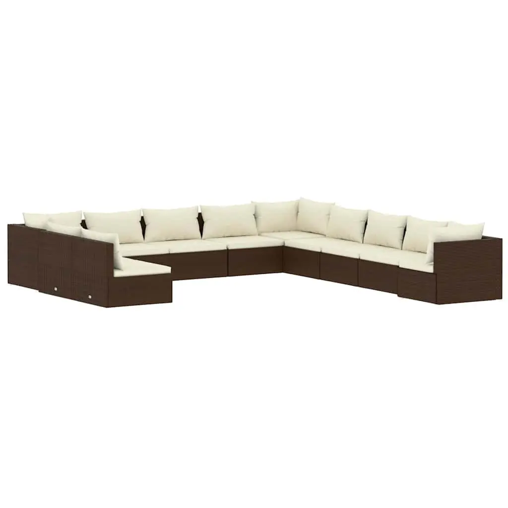 Garden Lounge Set Brown 11 Piece Outdoor Modular Patio Furniture
