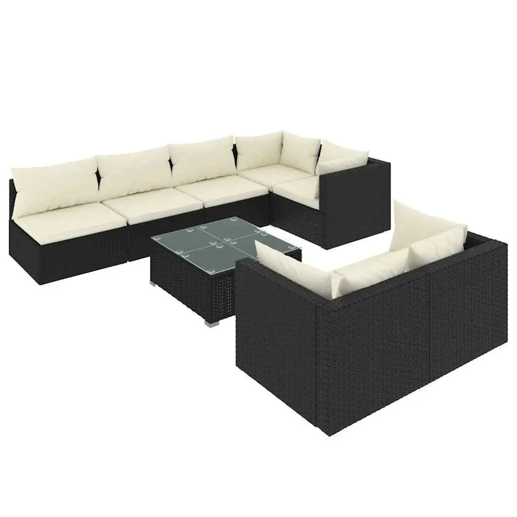 Garden Lounge Set 8 Piece Outdoor Furniture Poly Rattan Black Modular Sectional