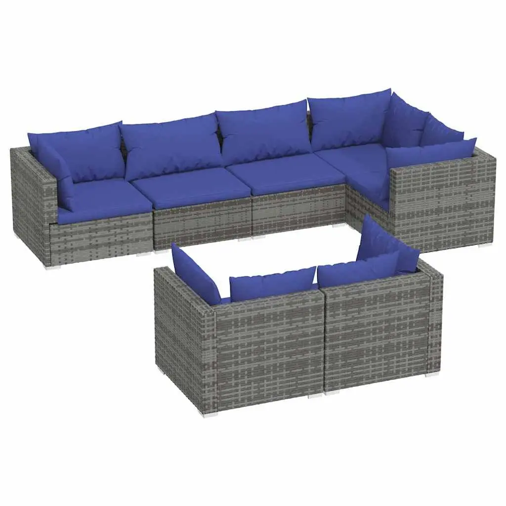 7 Piece Garden Lounge Set Outdoor Patio Furniture Poly Rattan Seating with