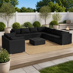Concise 10 Piece Outdoor Lounge Set, Modular Design