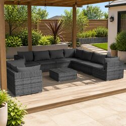 Compact 10 Piece Outdoor Lounge Set with Cushions