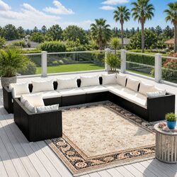 Concise 10-Piece Modular Lounge Set for Outdoors