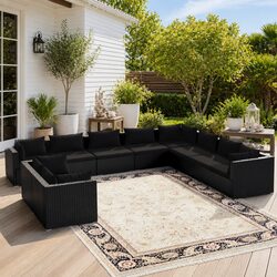 Concise 10-Piece Garden Lounge Set with Removable Cushions