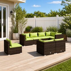 Poly Rattan Garden Lounge Set 8 Piece Outdoor Patio Furniture with Cushions