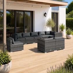 Compact and Stylish 9-Piece Garden Lounge Set