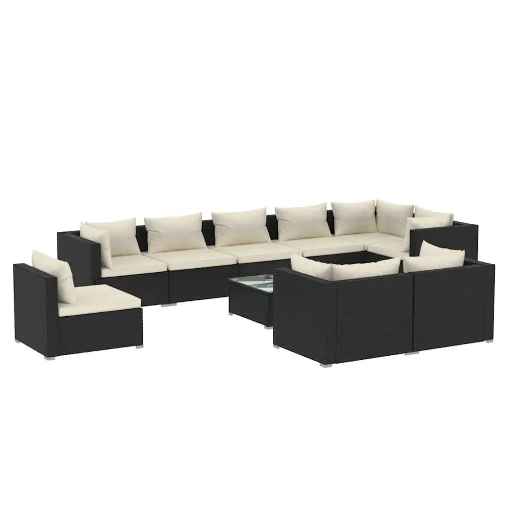 Garden Lounge Set 10 Piece Poly Rattan Outdoor Patio Furniture Sofa Cushions