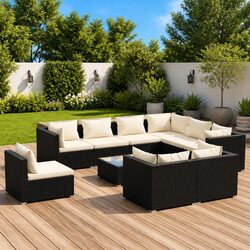Concise 10-Piece Rattan Garden Lounge Set