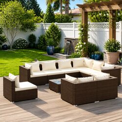 10 Piece Poly Rattan Lounge Set — Perfect for Relaxation