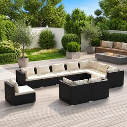 Concise 10-Piece Garden Lounge Set with Cushions