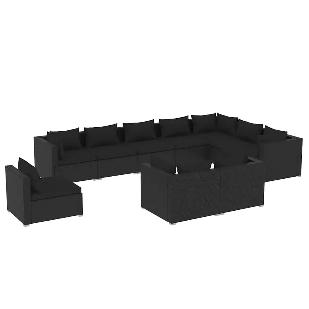 Outdoor Garden Lounge Set 10 Piece Poly Rattan Patio Furniture Modular Black