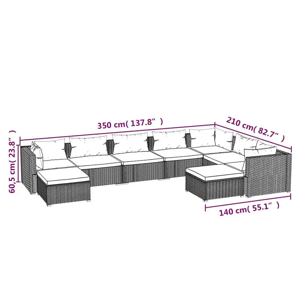 Garden Lounge Set 9 Piece Outdoor Patio Furniture Poly Rattan Black Modular