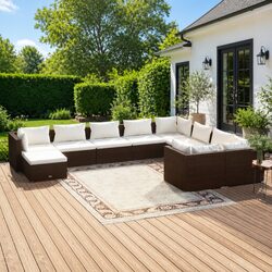 Concise 10 Piece Brown Garden Lounge Set Overview