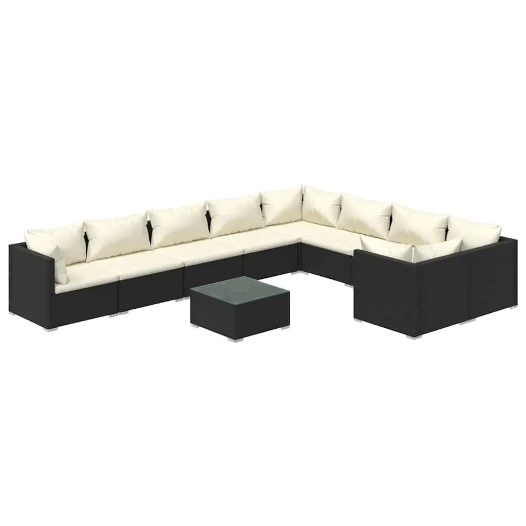 Garden Lounge Set 10 Piece Outdoor Patio Furniture Poly Rattan with Cushions