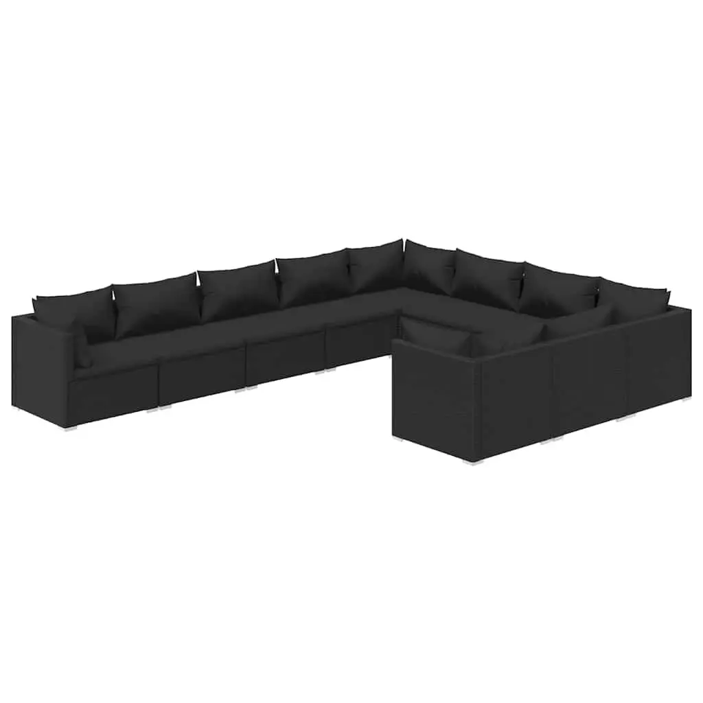 Garden Lounge Set 10 Piece Outdoor Furniture Poly Rattan Patio with Cushions