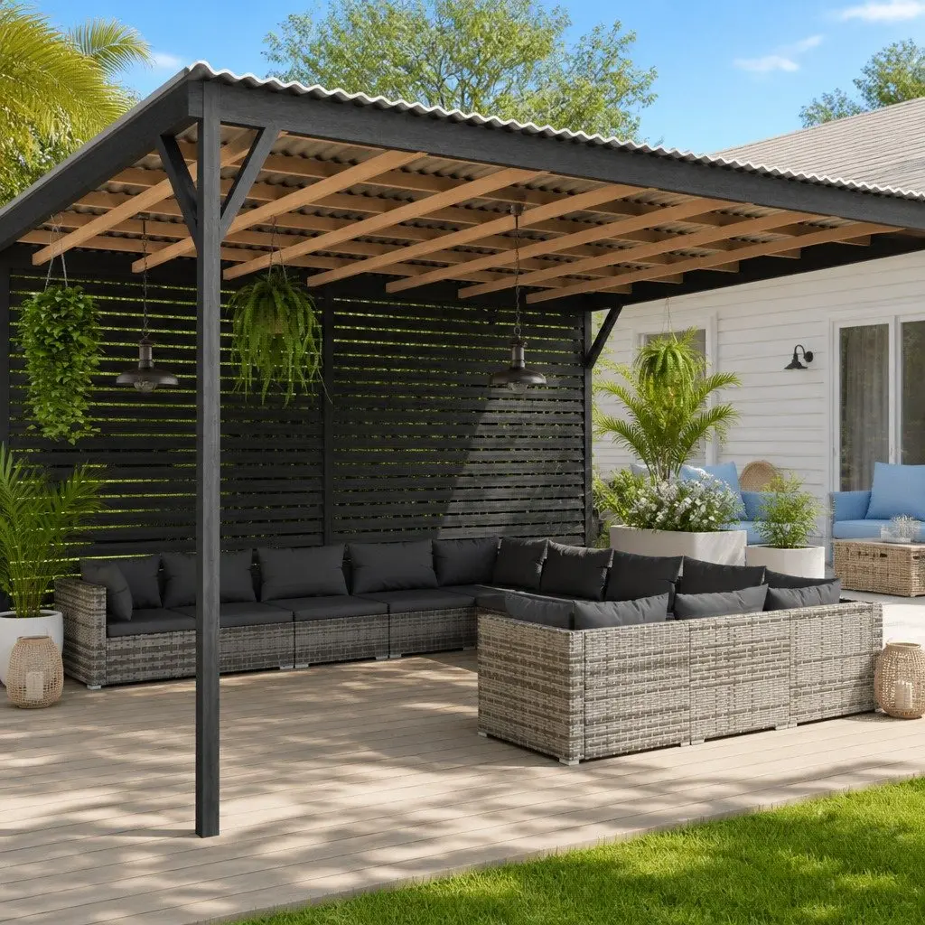 Garden Lounge Set 11 Piece Poly Rattan Outdoor Furniture Grey with Cushions