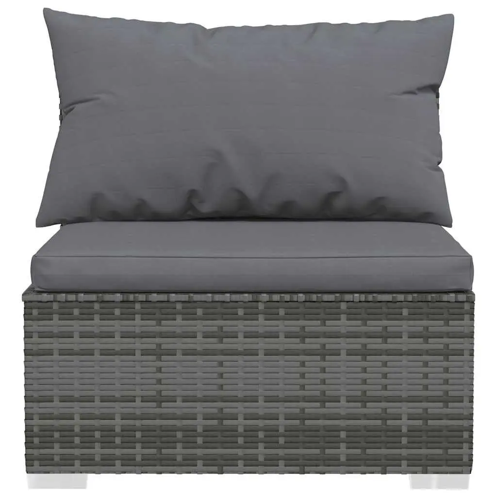 Garden Lounge Set 11 Piece Poly Rattan Outdoor Furniture Grey with Cushions