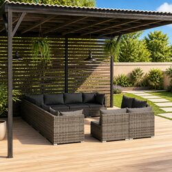 Compact 12-Piece Garden Lounge Set in Grey