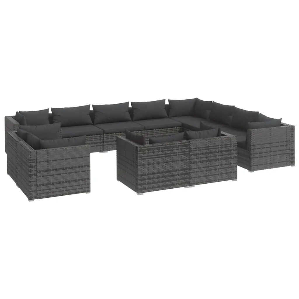 Garden Lounge Set 12 Piece Outdoor Furniture Grey Poly Rattan Patio Seating