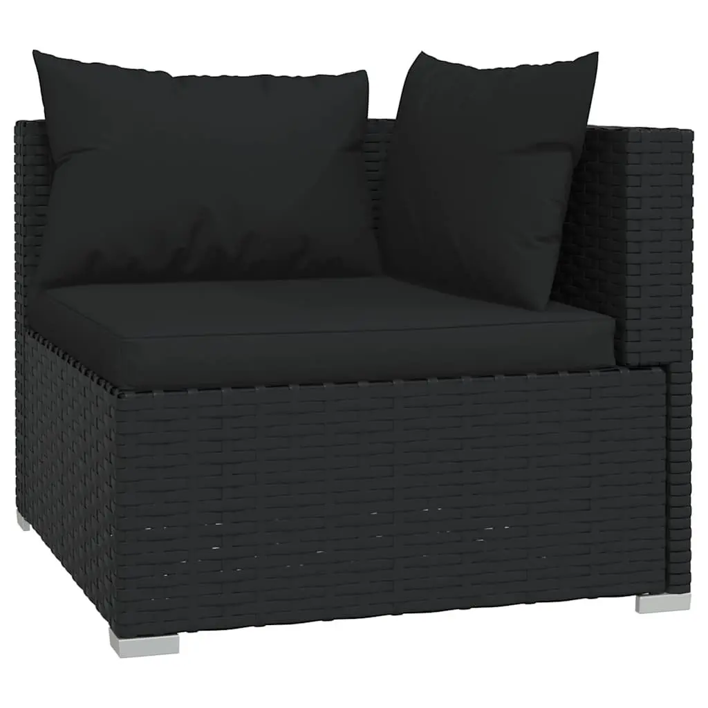 13 Piece Garden Lounge Set Black Modular Outdoor Furniture with Water-resistant PE Rattan and Powder-coated Steel Frames