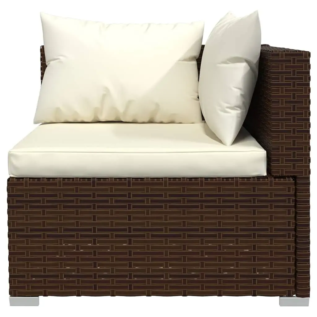 Garden Lounge Set 13 Piece Poly Rattan Outdoor Furniture Brown with Cushions