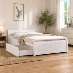 Compact Wooden Bed Frame with Storage 90x190cm