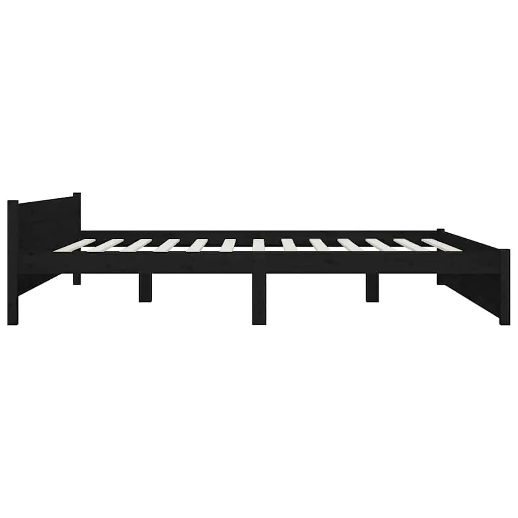 King Bed Frame Black 183x203 cm Wooden with Storage Drawers