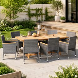 Compact 9 Piece Outdoor Dining Set - Quality Assured