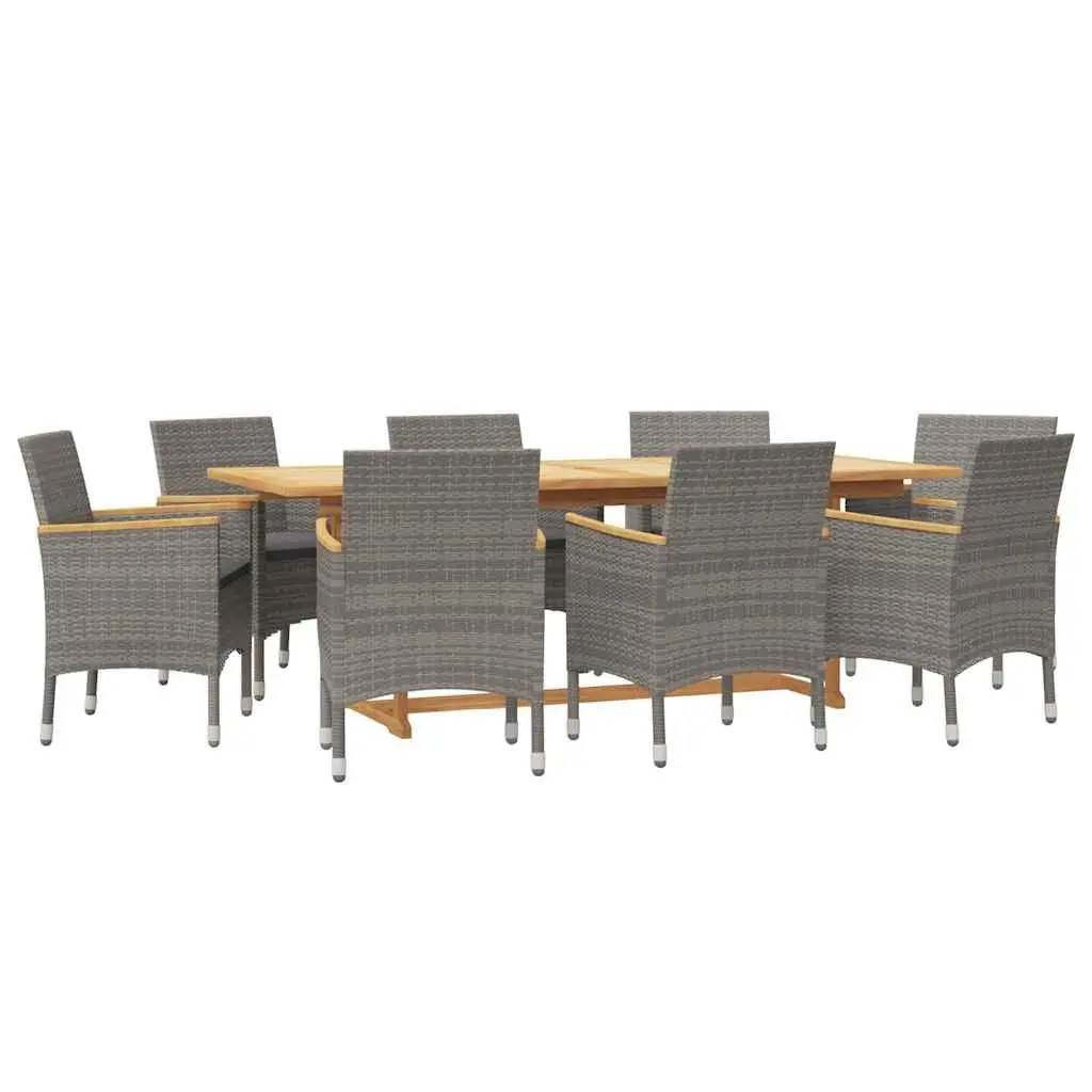 Garden Dining Set 9 Piece Outdoor Furniture Table Chairs with Cushions Grey