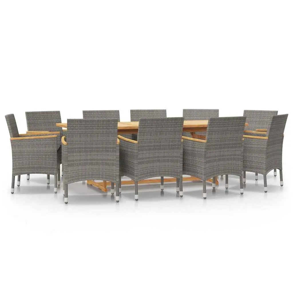 Garden Dining Set Grey 11 Piece Outdoor Furniture Solid Acacia Wood Cushions