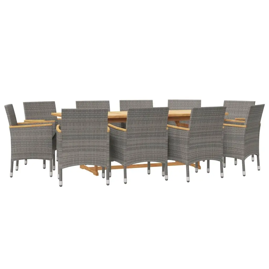 Garden Dining Set Grey 11 Piece Outdoor Furniture Solid Acacia Wood Cushions