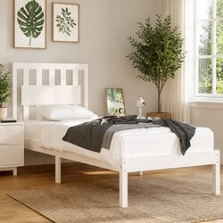 Concise White Pine Bed Frame 90x190 cm with Headboard