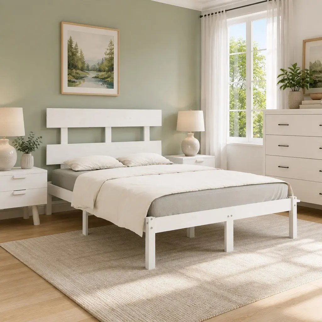 White King Bed Frame 183x203 cm Solid Pine Wood