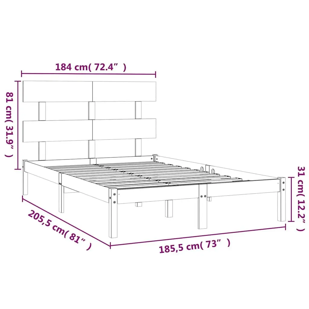 White King Bed Frame 183x203 cm Solid Pine Wood