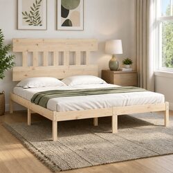 King Bed Frame - 183x203cm Solid Pine, Effortlessly Stylish