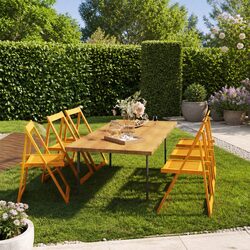 Folding Garden Chairs 6 pcs Wooden Outdoor Patio Seating Acacia Wood Brown
