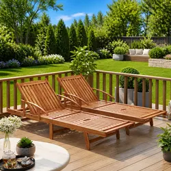 Acacia Brown Sun Loungers - Adjustable & Weather-Resistant